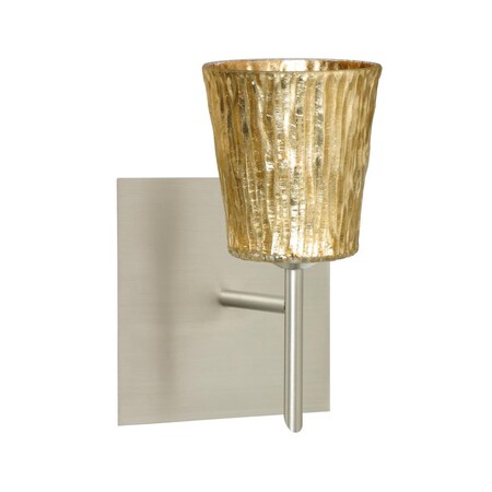 Besa Lighting Besa Wall With SQ Canopy Nico 4 Satin Nickel Stone Gold Foil 1x5W LED 1SW-5125GF-LED-SN-SQ